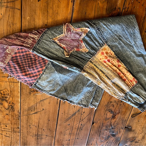 Blue Velvet extreme wide leg patchwork star jeans size small - Picture 9 of 13
